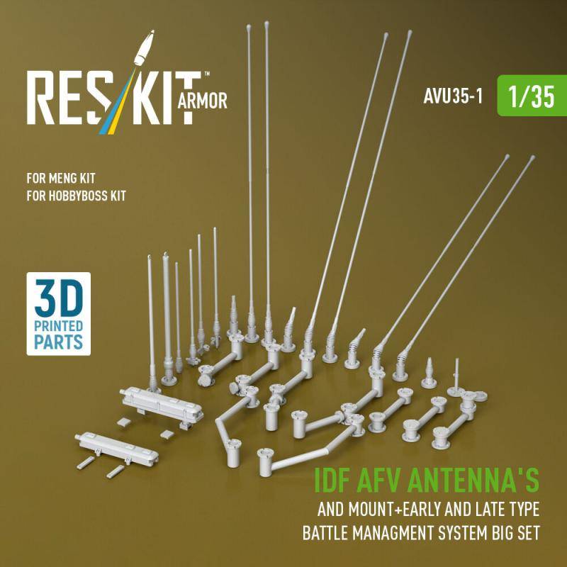 IDF AFV antennaÂ´s and mount+early and late type battle managment system big set (3D Printed) von ResKit Models