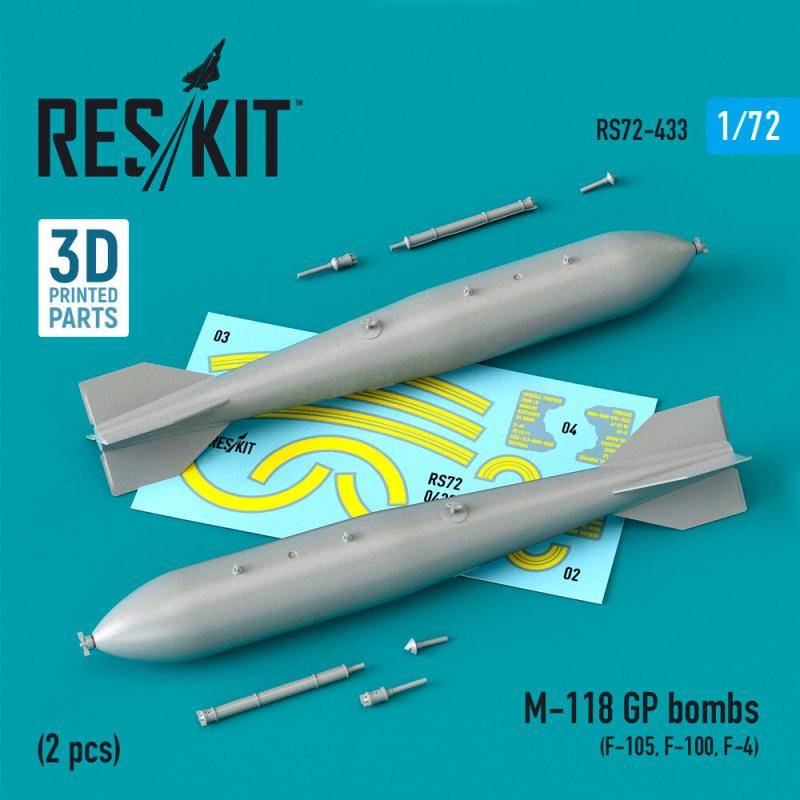 M-118 GP bombs (2 pcs) (F-105, F-100, F-4) (3D Printed) von ResKit Models