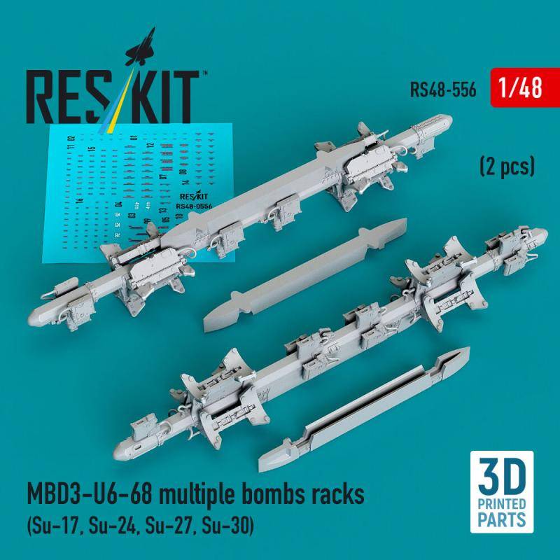 MBD3-U6-68 multiple bombs racks (2 pcs) (Su-17, Su-24, Su-27, Su-30) (3D Printed) von ResKit Models