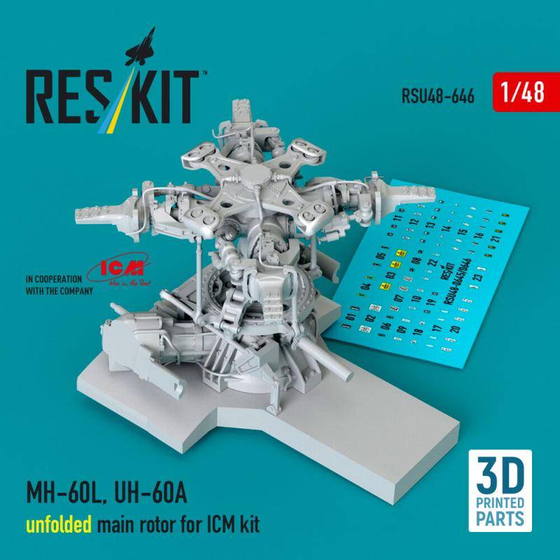 MH-60L, UH-60A - Unfolded main rotor (3D Printed) [ICM] von ResKit Models