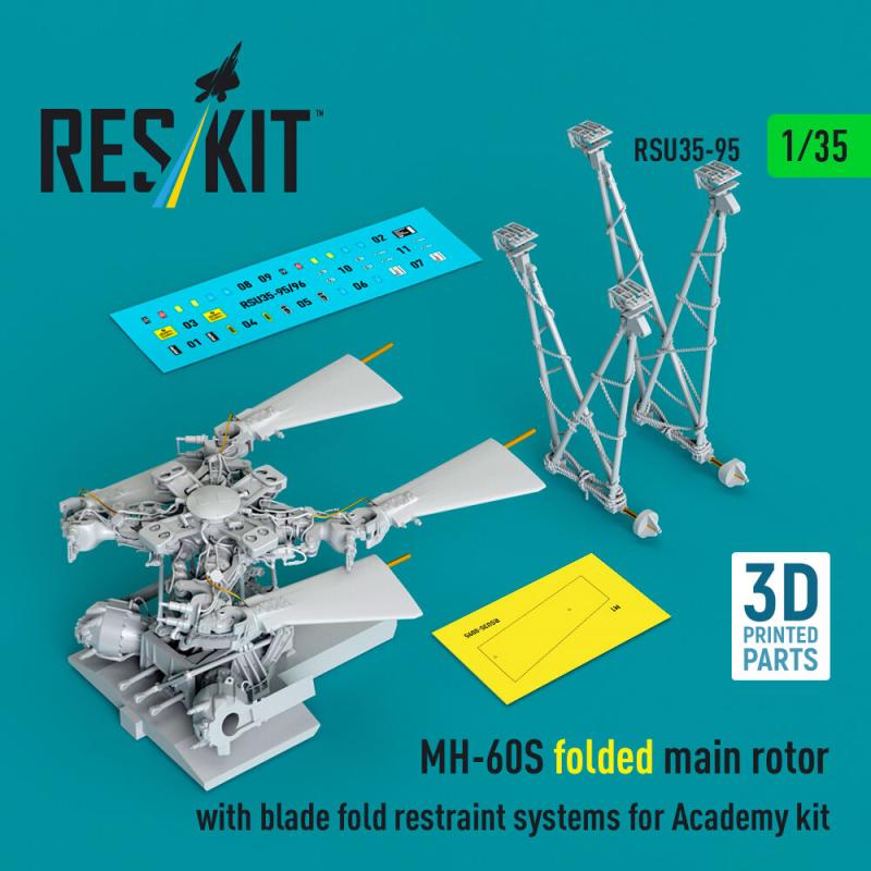 MH-60S - Folded main rotor with blade fold restraint systems (3D Printed) [Academy] von ResKit Models