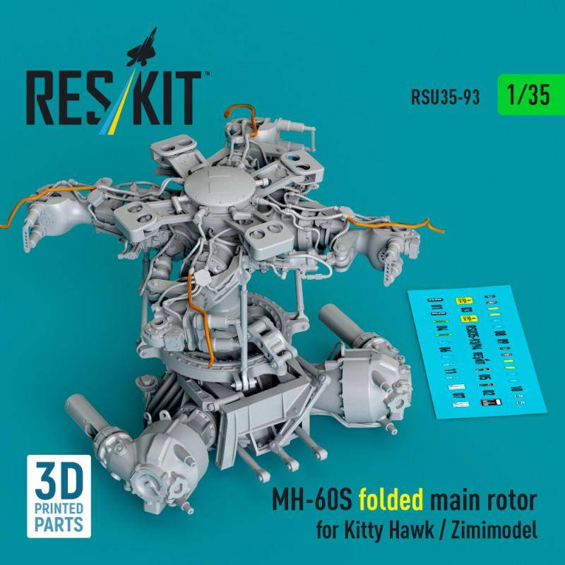 MH-60S folded main rotor for Kitty Hawk / Zimimodel (3D Printed) von ResKit Models