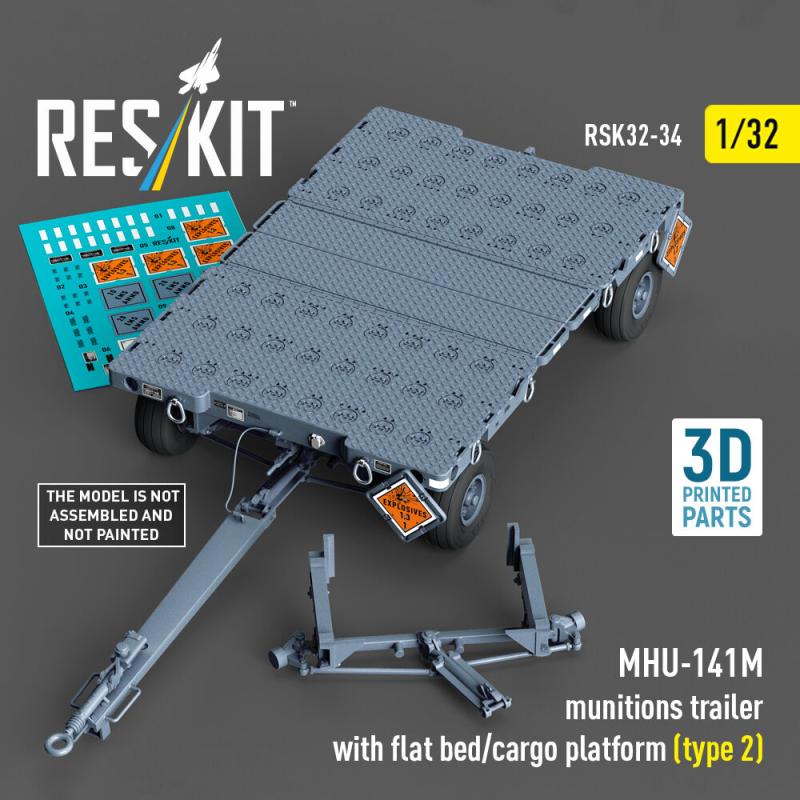 MHU-141M munitions trailer with flat bed/cargo platform (type 2) (3D Printed model kit) von ResKit Models