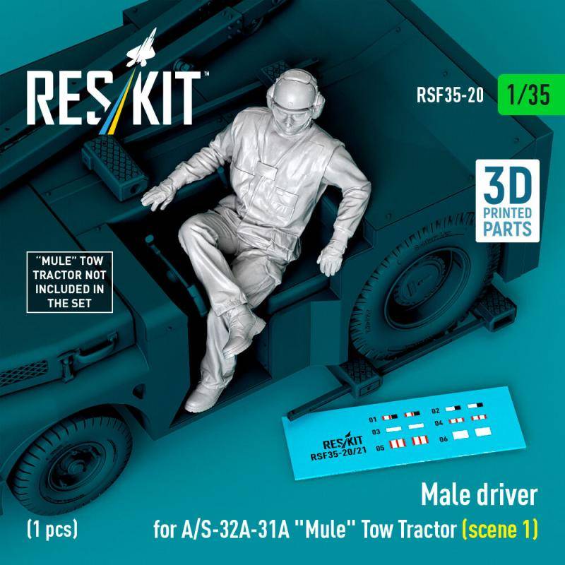 Male driver for A/S-32A-31A Mule Tow Tractor (scene 1) (1 pcs) (3D Printed) von ResKit Models