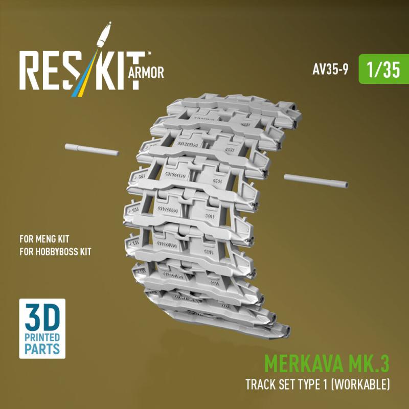 Merkava Mk.3 track set Type 1 (Workable) for Meng/HobbyBoss kit (3D Printed) von ResKit Models