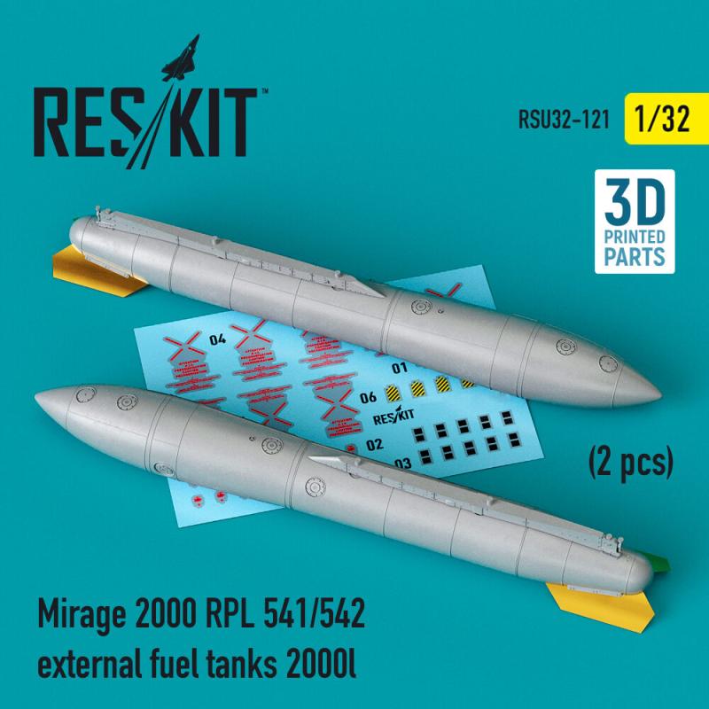 Mirage 2000 RPL 541/542 external fuel tanks 2000lt (2 pcs) (3D Printed) von ResKit Models