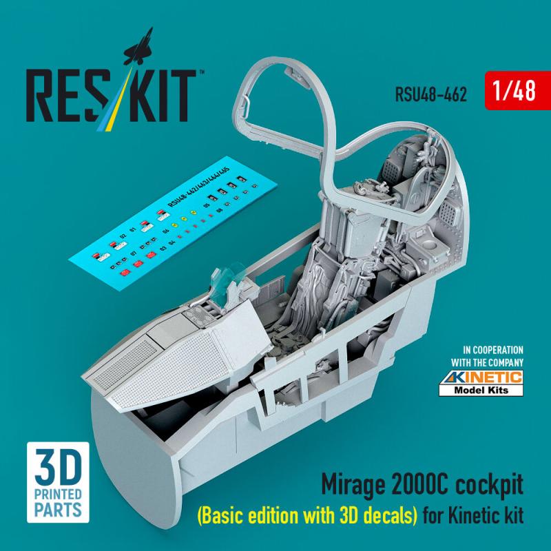 Mirage 2000C cockpit (Basic edition with 3D decals) for Kinetic kit (3D Printed) von ResKit Models
