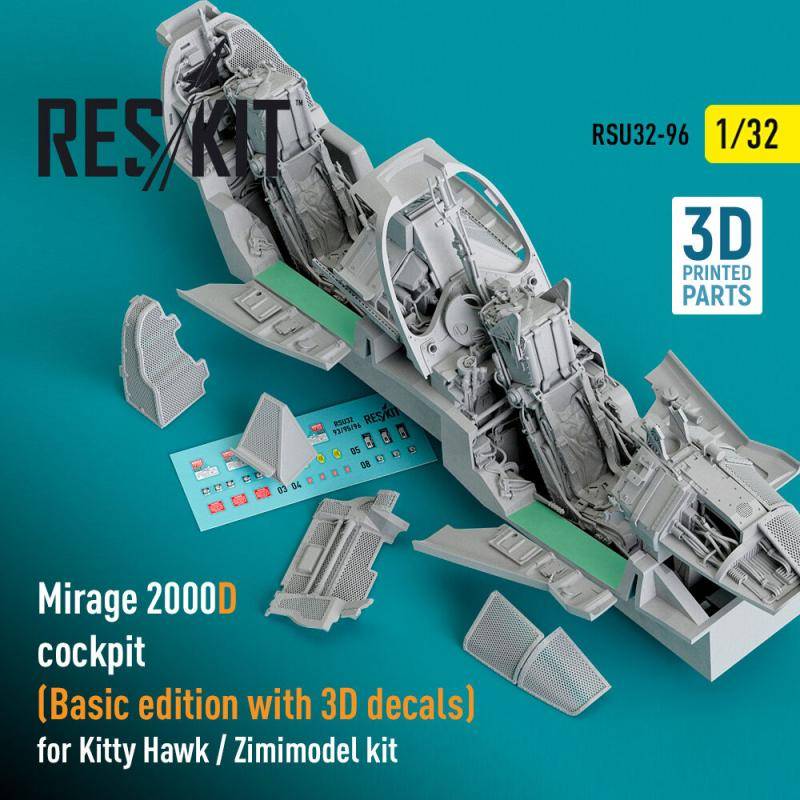 Mirage 2000D cockpit (Basic edition with 3D decals) for Kitty Hawk / Zimimodel kit (3D Printed) von ResKit Models