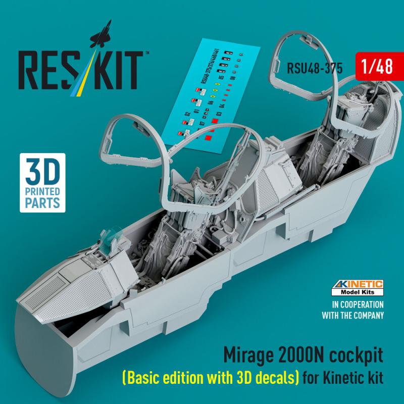 Mirage 2000N cockpit (Basic edition with 3D decals) for Kinetic kit (3D Printed) von ResKit Models