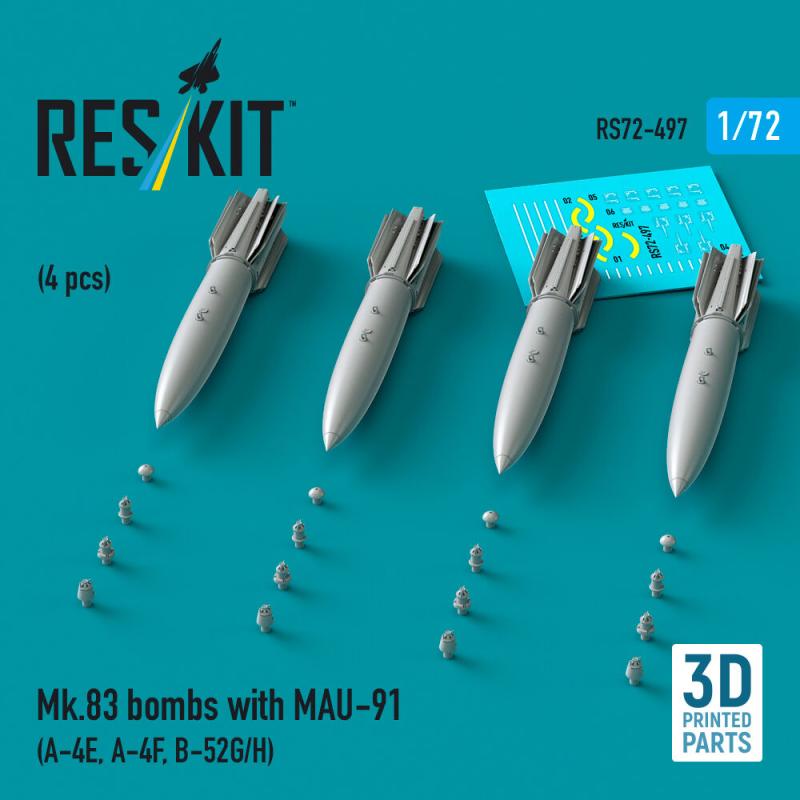 Mk.83 bombs with MAU-91 (4 pcs) (A-4E, A-4F, B-52G/H) (3D printed) von ResKit Models