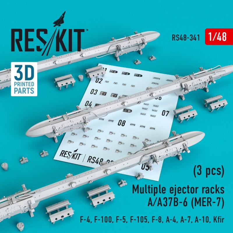 Multiple ejector racks A/A37B-6 (MER-7) (3 pcs) (F-4, F-100, F-5, F-105, F-8, A-4, A-7, A-10, Kfir) (3D Printed) von ResKit Models