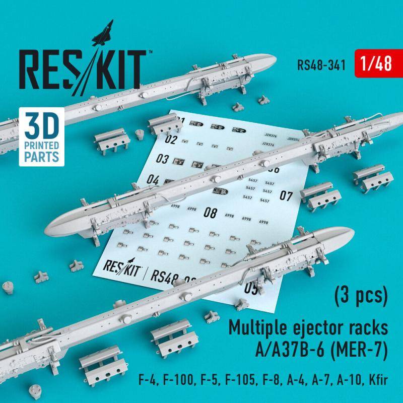 Multiple ejector racks A/A37B-6 (MER-7) (3 pcs) (F-4, F-100, F-5, F-105, F-8, A-4, A-7, A-10, Kfir) (3D Printed) von ResKit Models