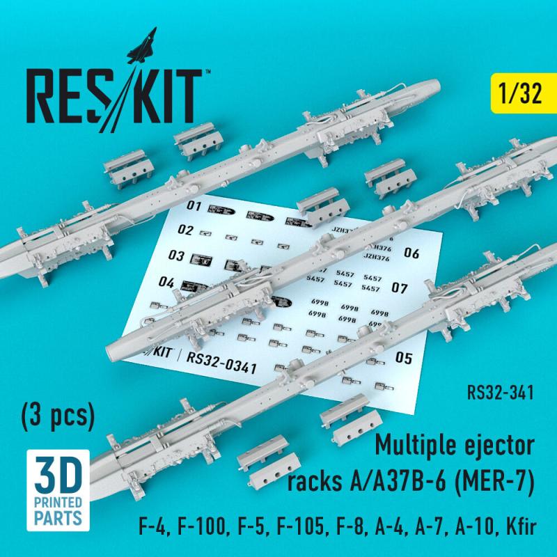 Multiple ejector racks A/A37B-6 (MER-7) (3 pcs) (F-4, F-100, F-5, F-105, F-8, A-4, A-7, A-10, Kfir) von ResKit Models