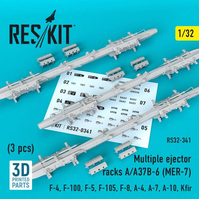 Multiple ejector racks A/A37B-6 (MER-7) (3 pcs) (F-4, F-100, F-5, F-105, F-8, A-4, A-7, A-10, Kfir) von ResKit Models
