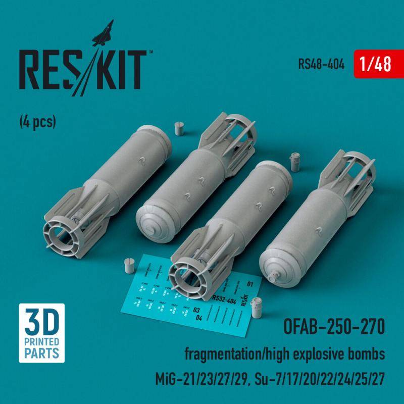 OFAB-250-270 fragmentation/high explosive bombs (4 pcs) (MiG-21/23/27/29, Su-7/17/20/22/24/25/27) (3D Printed) von ResKit Models