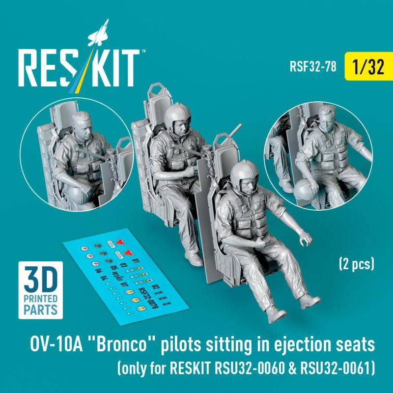 OV-10A Bronco pilots sitting in ejection seats (2 pcs) (only for RESKIT RSU32-0060 & RSU32-0061) (3D Printed) von ResKit Models