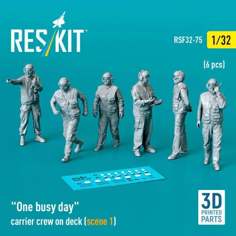 One busy day carrier crew on deck (scene 1) (6 pcs) (3D Printed) von ResKit Models