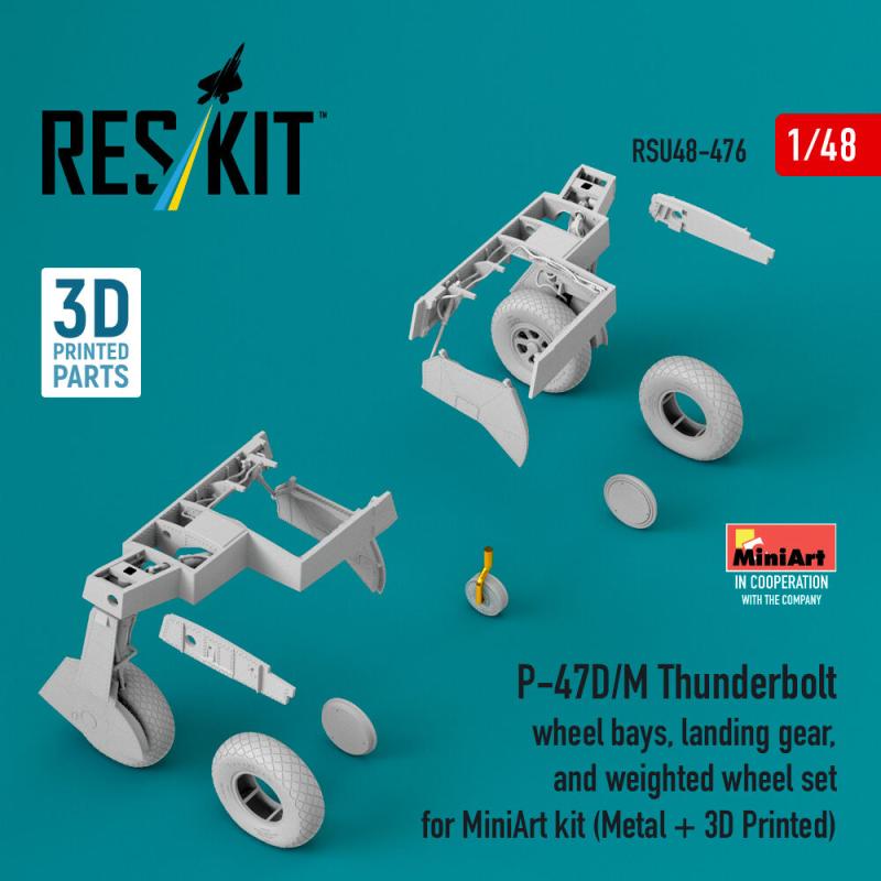 P-47D/M Thunderbolt - Wheel bays, landing gear and - Weighted wheel set (Metal + 3D Printed) [Miniart] von ResKit Models
