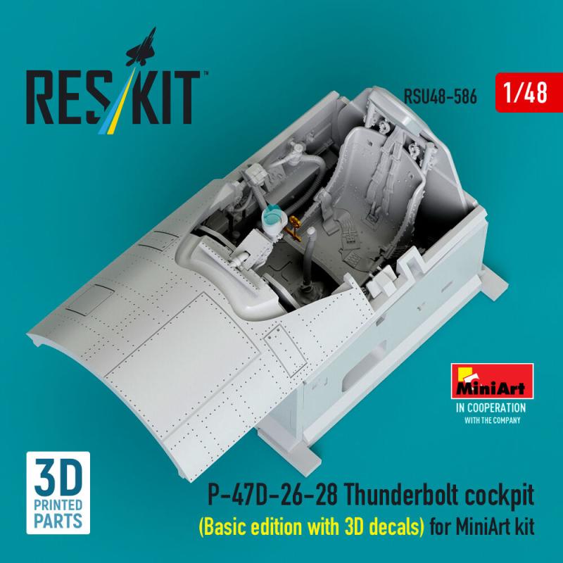 P-47D-26-28 Thunderbolt cockpit (Basic edition with 3D decals) for MiniArt kit (3D Printed) von ResKit Models