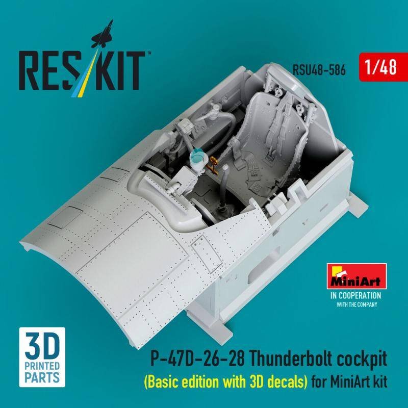 P-47D-26-28 Thunderbolt cockpit (Basic edition with 3D decals) for MiniArt kit (3D Printed) von ResKit Models