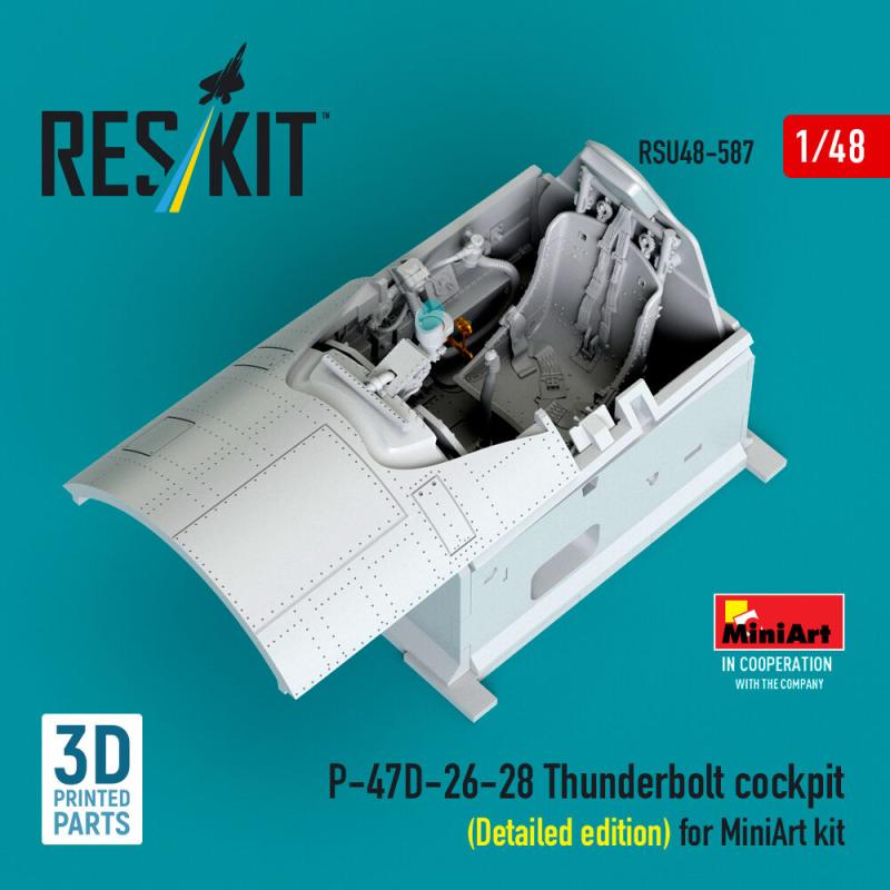 P-47D-26-28 Thunderbolt cockpit (Detailed edition) for MiniArt kit (3D Printed) von ResKit Models