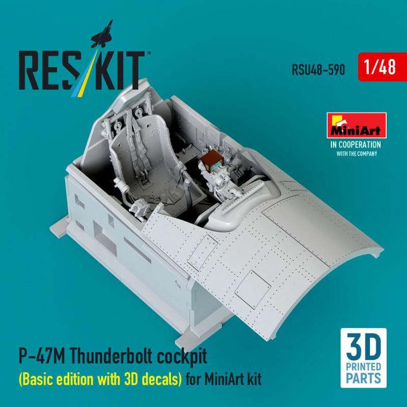 P-47M Thunderbolt cockpit (Basic edition with 3D decals) for MiniArt kit (3D Printed) von ResKit Models