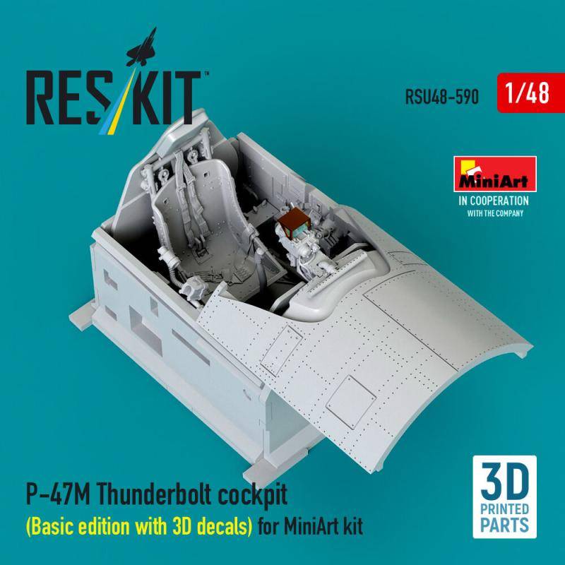 P-47M Thunderbolt cockpit (Basic edition with 3D decals) for MiniArt kit (3D Printed) von ResKit Models