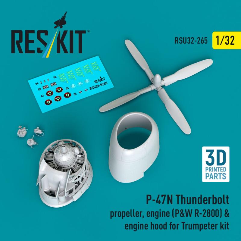 P-47N Thunderbolt - Propeller, engine (P&W R-2800) & engine hood (3D Printed) [Trumpeter] von ResKit Models