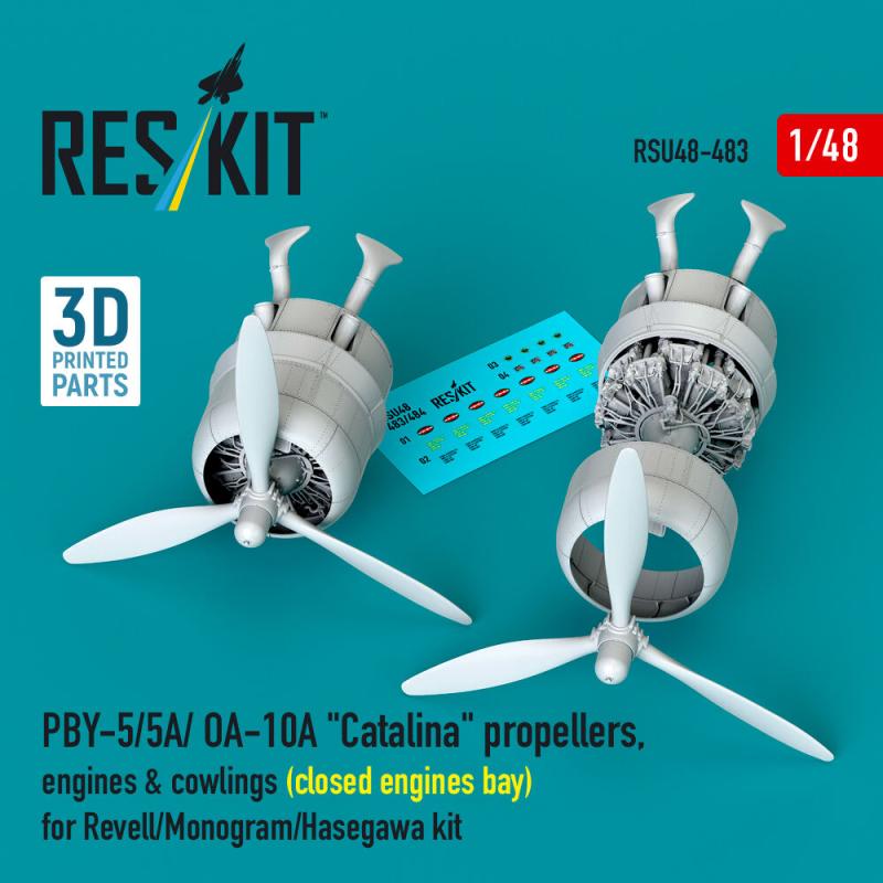 PBY-5/5A/ OA-10A Catalina propellers, engines & cowlings (closed engines bay) for Revell/Monogram/Hasegawa kit (3D Printed) von ResKit Models
