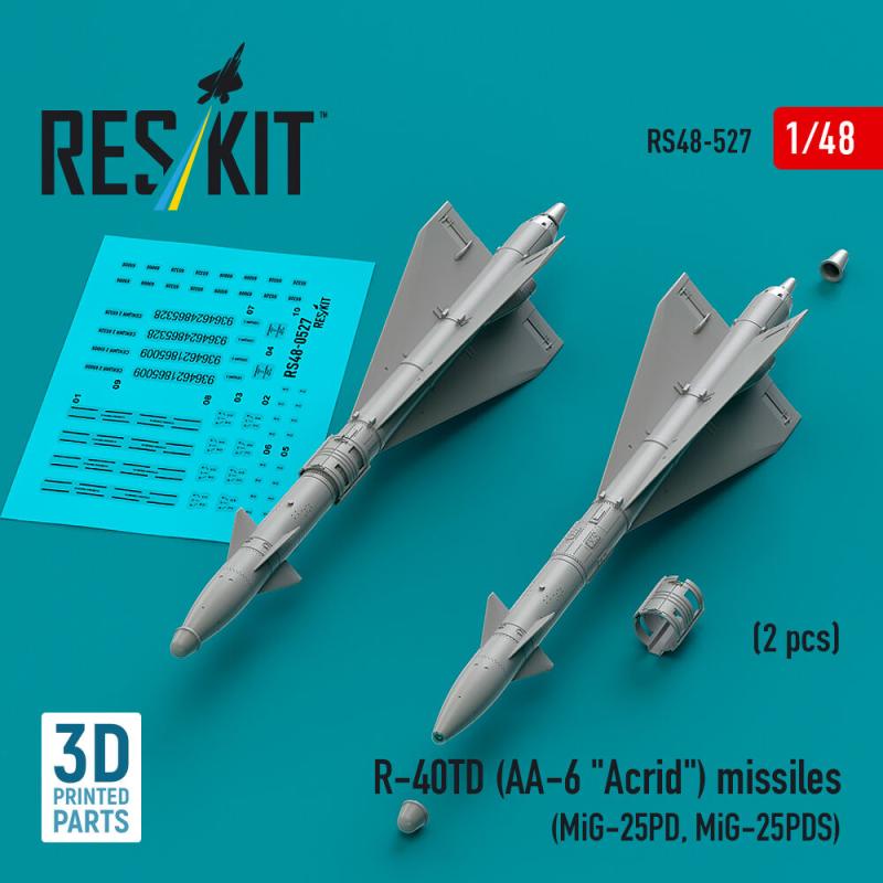 R-40TD (AA-6 Acrid) missiles (2 pcs) (MiG-25PD, MiG-25PDS) (3D printed) von ResKit Models