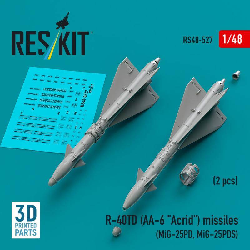 R-40TD (AA-6 Acrid) missiles (2 pcs) (MiG-25PD, MiG-25PDS) (3D printed) von ResKit Models