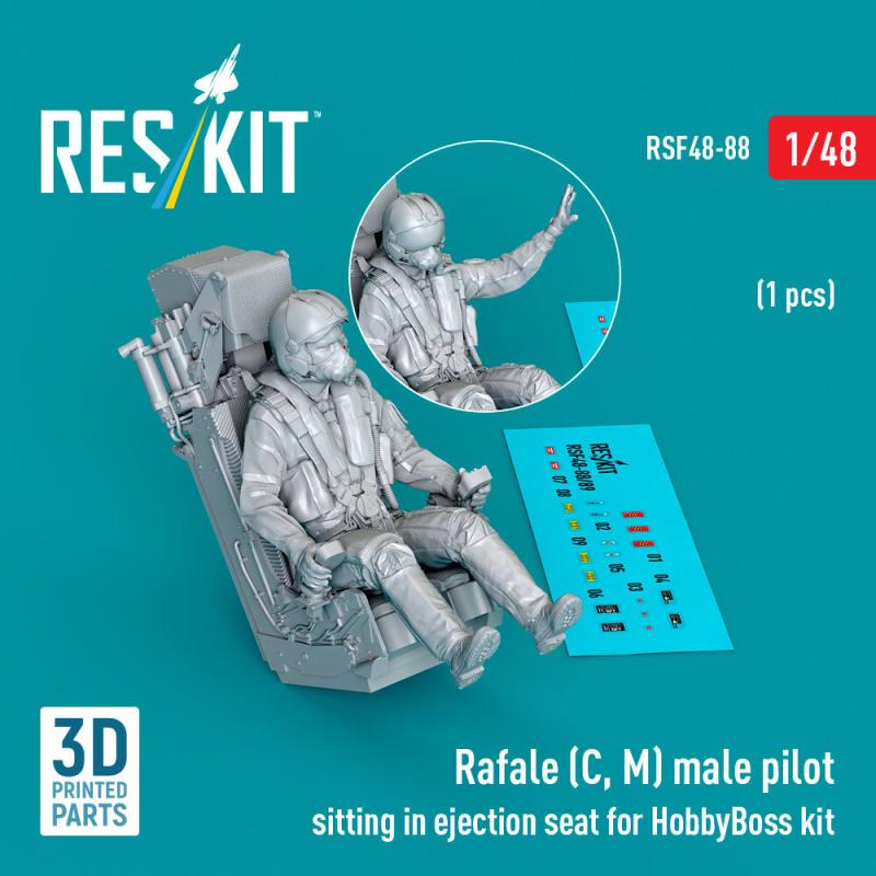 Rafale (C, M) - Male pilot sitting in ejection seat [HobbyBoss] (1 pcs) (3D Printed) von ResKit Models