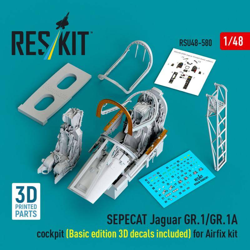 SEPECAT Jaguar GR.1/GR.1A - Cockpit (Basic edition 3D decals included) (3D Printed) [Airfix] von ResKit Models