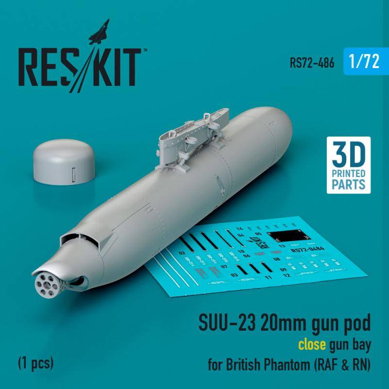 SUU-23 20mm gun pod (close gun bay) for British Phantom (RAF & RN) (1 pcs) (3D Printed) von ResKit Models