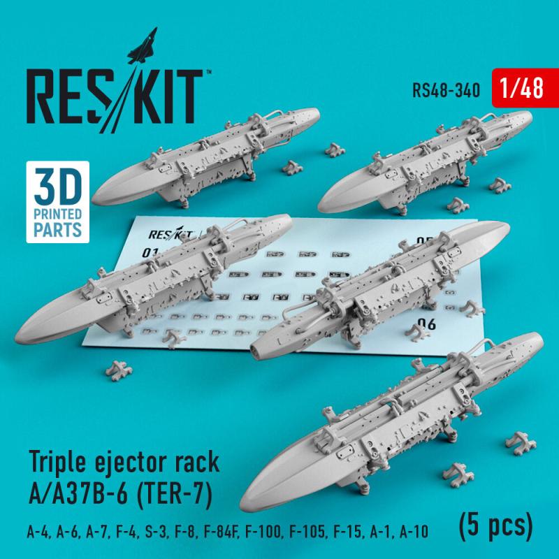 Triple ejector rack A/A37B-6 (TER-7) (5 pcs) (A-4, A-6, A-7, F-4, S-3, F-8, F-84F, F-100, F-105, F-15, A-1, A-10) (3D Printed) von ResKit Models