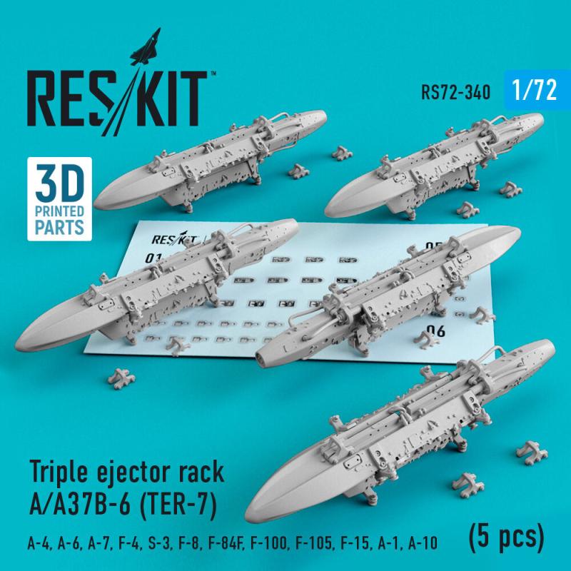 Triple ejector rack A/A37B-6 (TER-7) (5 pcs) (A-4, A-6, A-7, F-4, S-3,F-8, F-84F, F-100, F-105, F-15, A-1, A-10) von ResKit Models