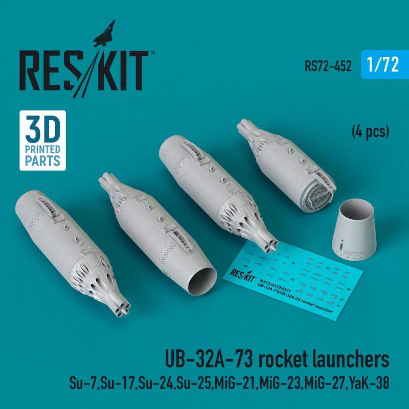 UB-32A-73 rocket launchers (4 pcs) (Su-7, Su-17, Su-24, Su-25, MiG-21, MiG-23, MiG-27, YaK-38) (3D Printed) von ResKit Models