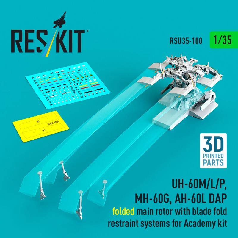 UH-60M/L/P, MH-60G, AH-60L DAP - Folded main rotor with blade fold restraint systems (3D Printed) [Academy] von ResKit Models