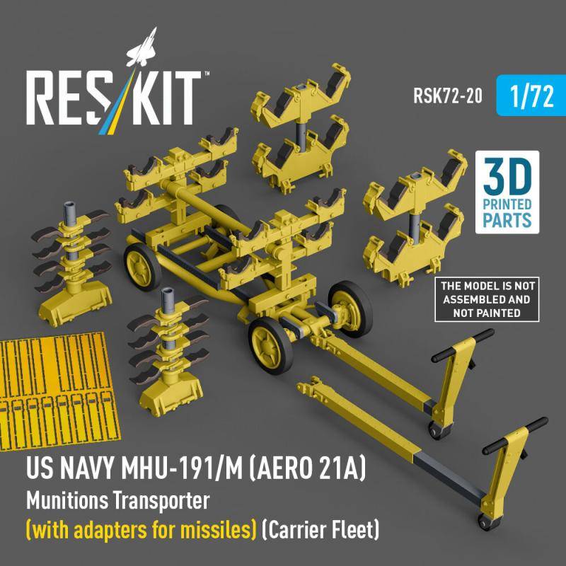 US NAVY MHU-191/M (AERO 21A) Munitions Transporter (with adapters for missiles) (Carrier Fleet, C-130) (3D Printed model kit) von ResKit Models