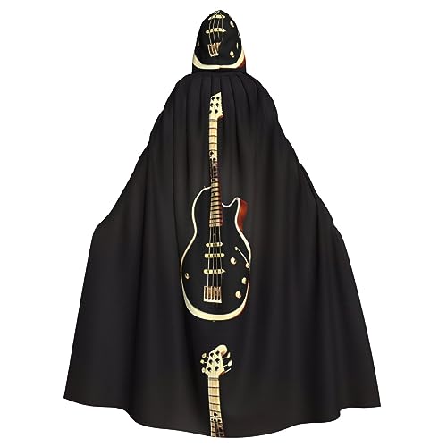 ResKiu Schwarze Gitarre Unisex Halloween Kapuzenumhang, volle Länge Robe Cape für Weihnachten Halloween Cosplay Kostüme von ResKiu
