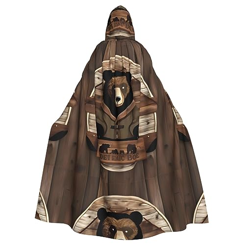 Rustikaler Lodge Bear Unisex Halloween Kapuzenumhang in voller Länge Robe Umhang für Weihnachten Halloween Cosplay Kostüme von ResKiu