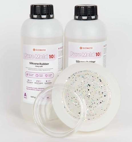 Resin Pro ® Pure Mold 10 Shores (500 g) Flüssiggummi, transparent, schnell zur Herstellung von Formen für Epoxidharze, Polyurethanwachs, Seife, Zement, 1:1, 100% Made in Italy von Resin Pro