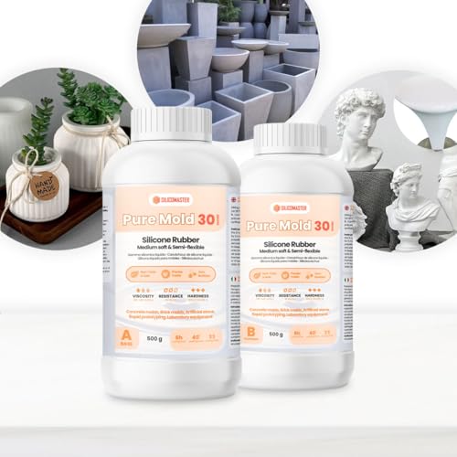 Resin Pro ® Pure Mold 30 Shores (500 g) Flüssiggummi, transparent, schnell zur Herstellung von Formen für Epoxidharze, Polyurethanwachs, Seife, Zement, 1:1, 100% Made in Italy von Resin Pro