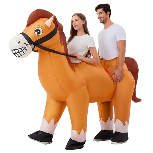 Resiwai Aufblasbares Pferdekostüm für Paare, für Erwachsene, 2 Personen, Halloween-Kostüm, lustiges Cowboy-Reiten, Anzug für Männer und Frauen, Cosplay Resiwai Aufblasbares Pferdekostüm für Paare, für Erwachsene, 2 Personen, Halloween-Kostüm, lustiges Cowboy-Reiten, Anzug für Männer und Frauen, Cosplay von Resiwai