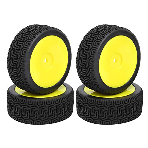 Resefinem 4PCS 1/10 RC Flat Car Tire Tire Ersatzzubehör für HSP HPI Hochgeschwindigkeits RC -Auto aus hochwertigem Kunststoff und Gummi mit offensichtlicher Unebenheit auf Gummi (Gelb) von Respicefinem