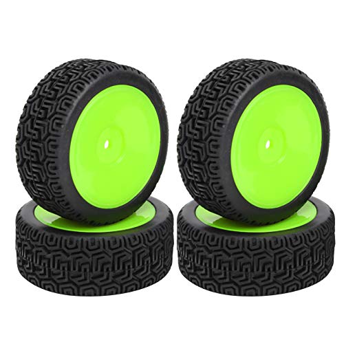 Resefinem 4PCS 1/10 RC Flat Car Tire Tire Ersatzzubehör für HSP HPI Hochgeschwindigkeits RC -Auto aus hochwertigem Kunststoff und Gummi mit offensichtlicher Unebenheit auf Gummi (Grün) von Respicefinem