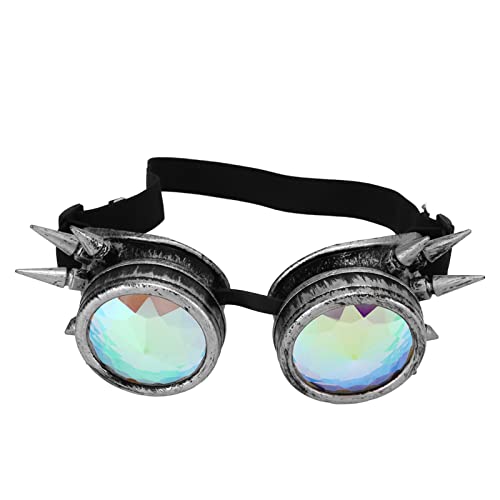 Resefinem Halloween Kaleidoscope Rave -Brille mit Regenbogenkristalllinsen Verstellbarer tripy Psychedelic Steampunk Schutzbrillen lila Bronze lila Bronze (Antique Silver) von Respicefinem
