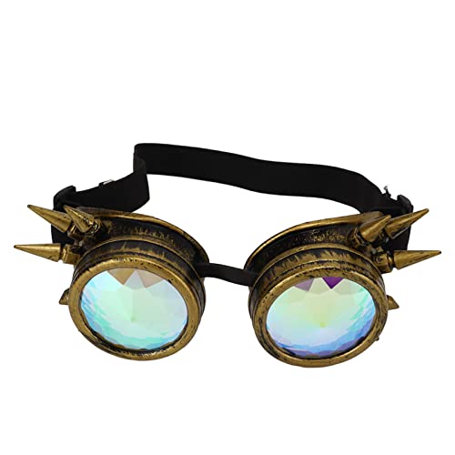 Resefinem Halloween Kaleidoscope Rave -Brille mit Regenbogenkristalllinsen Verstellbarer tripy Psychedelic Steampunk Schutzbrillen lila Bronze lila Bronze (Bronze) von Respicefinem