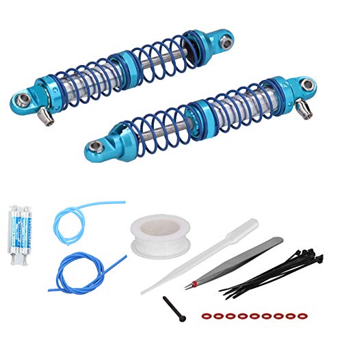 Respicefinem 2-teilige Ölstoßdämpfer mit Unterdruck, passend für Axial SCX10 RR10 1/10 RC-Auto, 96 mm Lochabstand, 106 mm Länge, aus Aluminiumlegierung, Farbe Silber und Blau, mit (96 mm) von Respicefinem
