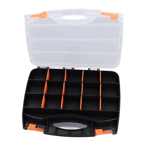 Respicefinem Doppelseitiger Teile-Organizer mit herausnehmbarer Trennwand, Aufbewahrungsbox aus PVC-Kunststoff mit Fächern, ideal für elektronische Komponenten und Schrauben, Respicefinem Doppelseitiger Teile-Organizer mit herausnehmbarer Trennwand, Aufbewahrungsbox aus PVC-Kunststoff mit Fächern, ideal für elektronische Komponenten und Schrauben, von Respicefinem